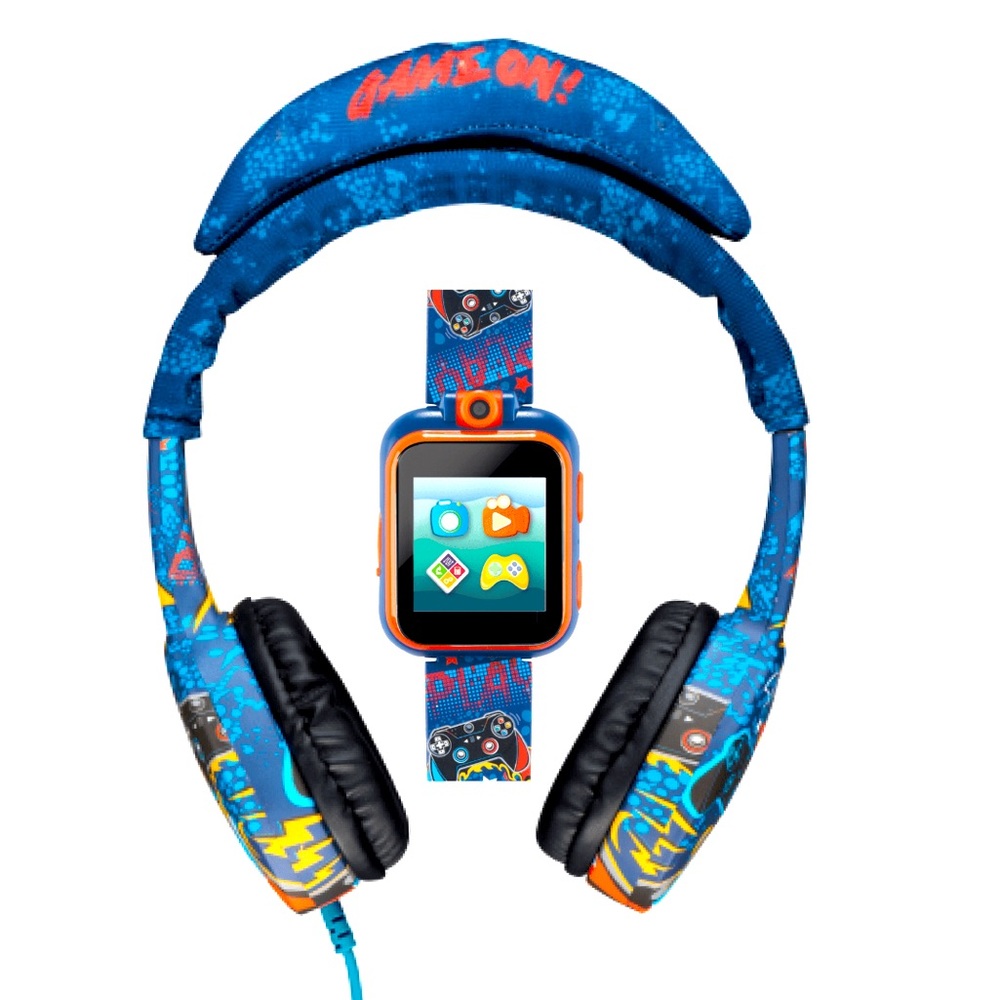 Itech Jr headphones and watch blue gamer print